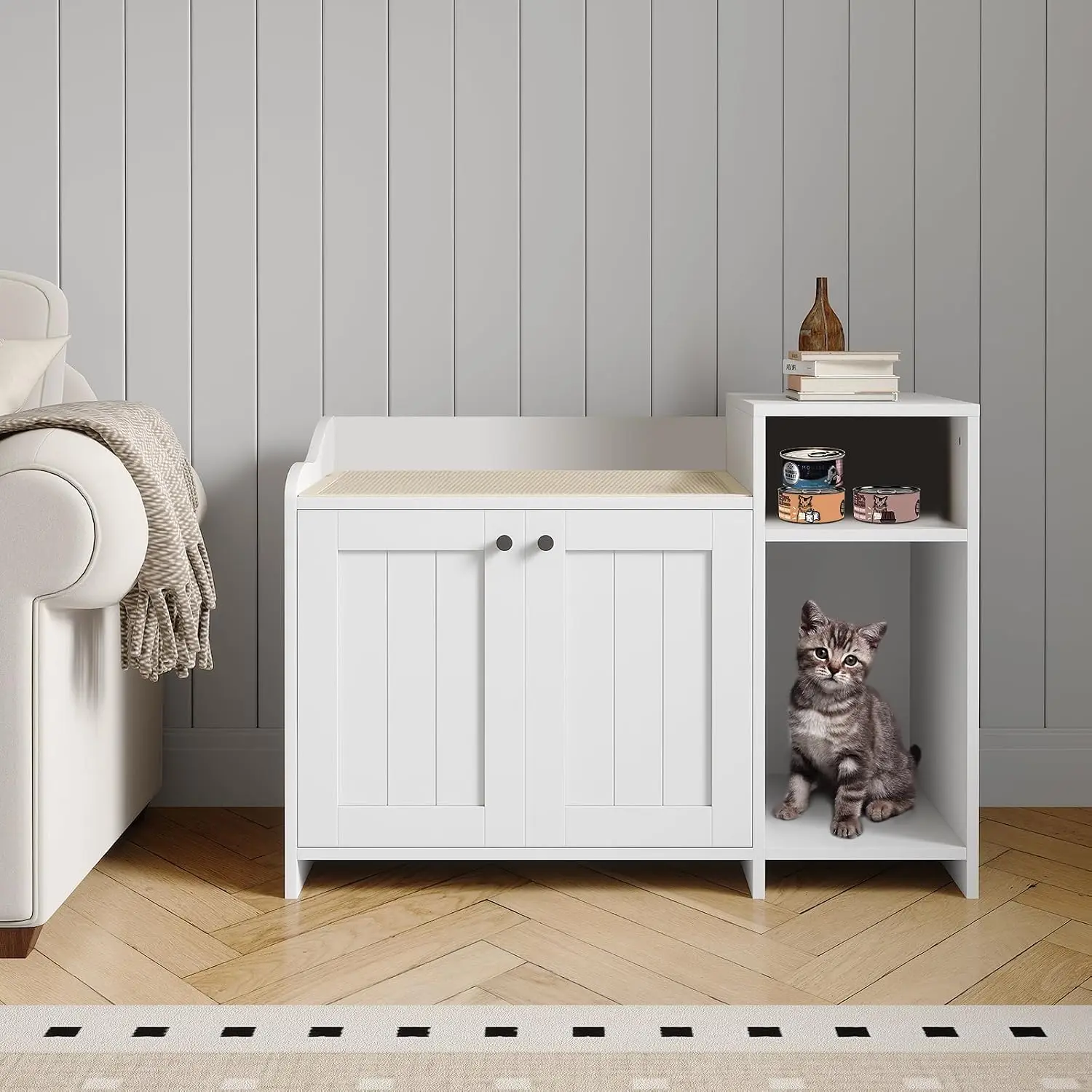 Meuble litière – cabinet nordique